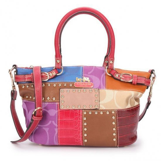 Coach Holiday Kelsey In Signature Medium Red Multi Satchels EBP - Click Image to Close